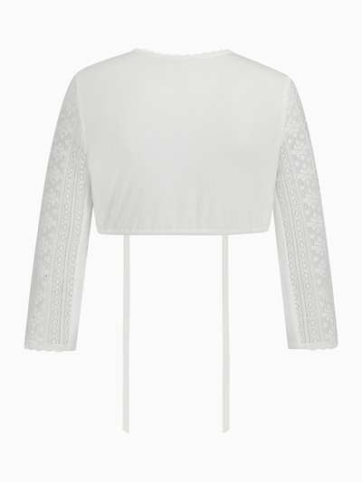 Weiße Dirndlbluse aus transparenter Häkelspitze Weiße Dirndlbluse aus transparenter Häkelspitze