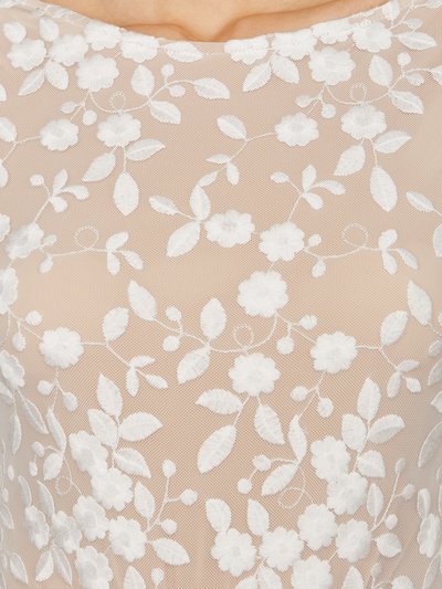 Langärmliger Braut-Body mit Blumen-Spitze und tiefem Rücken Langärmliger Braut-Body mit Blumen-Spitze und tiefem Rücken