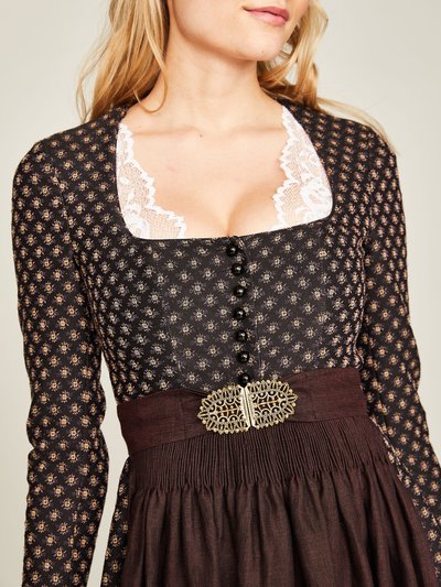 Schwarzes Langarm-Dirndl mit Blumenmuster