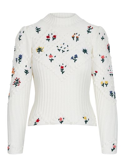Strickpullover mit Blumenstickerei Strickpullover mit Blumenstickerei