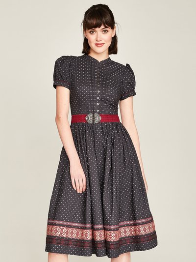 Schwarzes Kleid mit Streublumenmuster Schwarzes Kleid mit Streublumenmuster