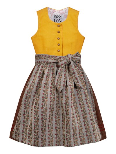 Senf-farbenes Kinderdirndl mit Schürze