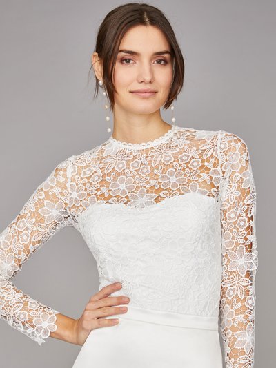 Langärmliger Braut-Body aus Blumen-Spitze Langärmliger Braut-Body aus Blumen-Spitze