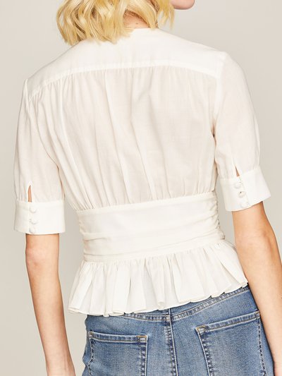 Gerüschte Bluse in Eierschale mit Zierborte Gerüschte Bluse in Eierschale mit Zierborte