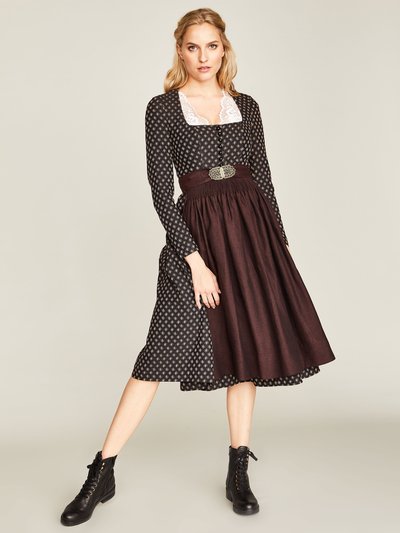 Schwarzes Langarm-Dirndl mit Blumenmuster