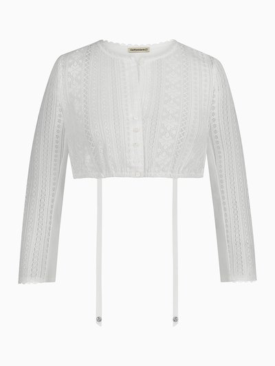 Weiße Dirndlbluse aus transparenter Häkelspitze Weiße Dirndlbluse aus transparenter Häkelspitze