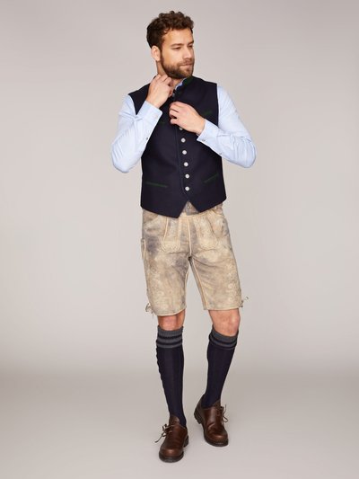 Kurze schlamm-farbene Ziegenlederhose