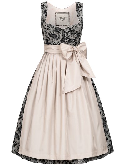 Schwarzes Dirndl mit weißem Palmenmuster