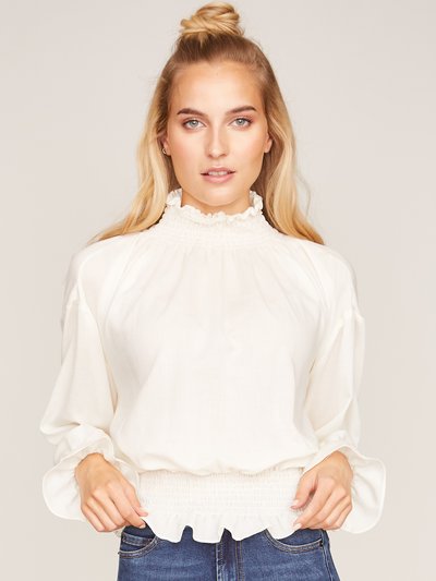 Elegante Bluse in Eierschale mit elastischen Einsätzen Elegante Bluse in Eierschale mit elastischen Einsätzen