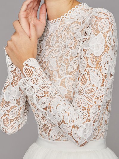 Langärmliger Braut-Body mit Blumen-Spitze Langärmliger Braut-Body mit Blumen-Spitze