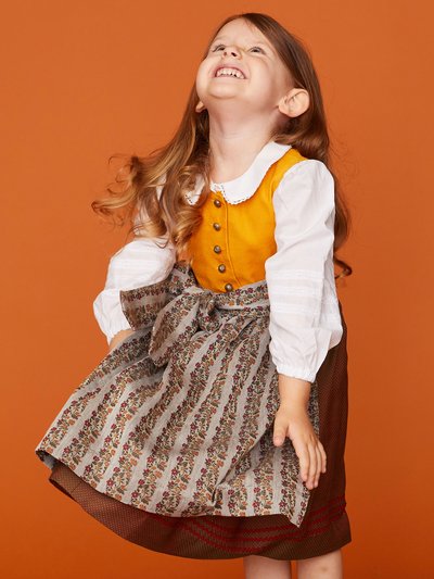 Senf-farbenes Kinderdirndl mit Schürze