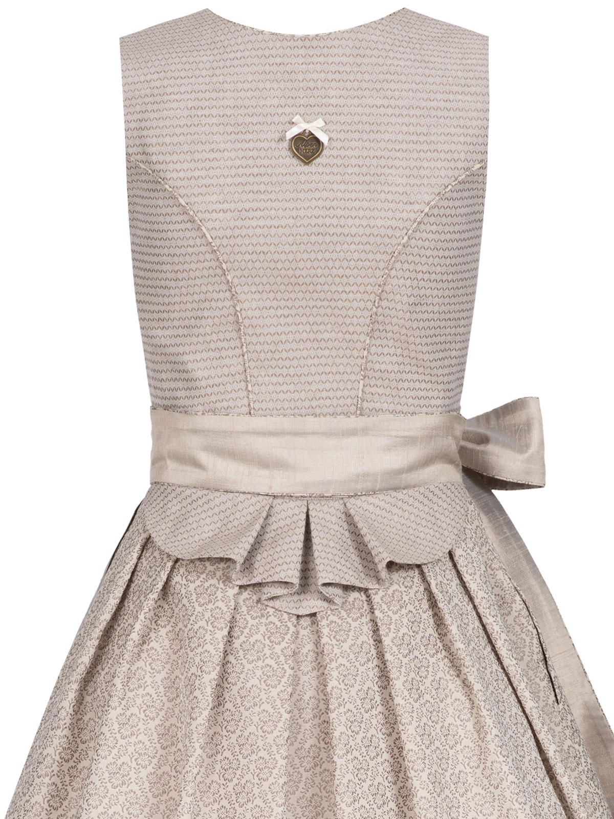 Beiges Leinen-Dirndl mit Seidenschürze Beiges Leinen-Dirndl mit Seidenschürze