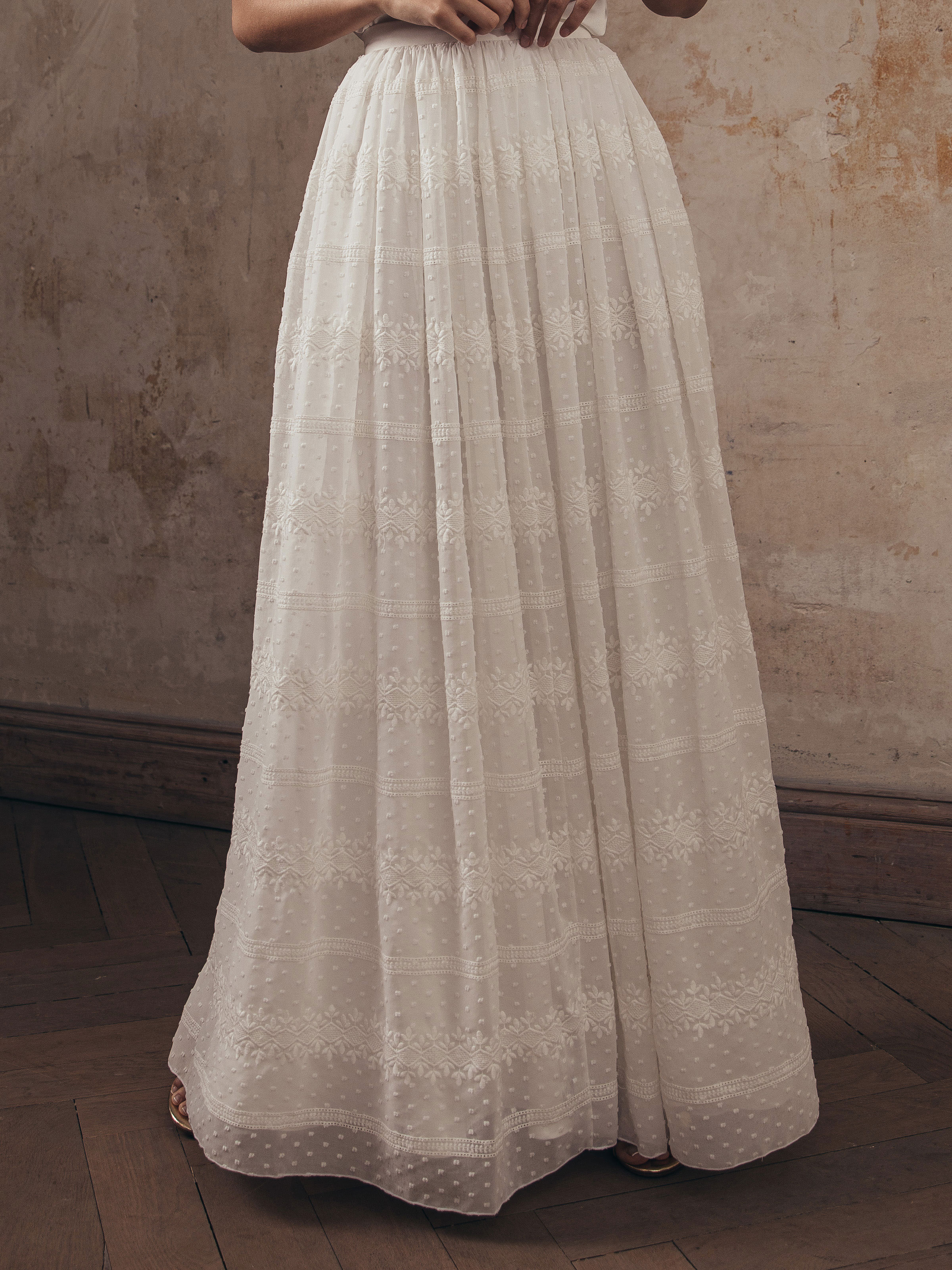 Langer Braut-Rock im Boho-Stil mit Georgette-Muster Langer Braut-Rock im Boho-Stil mit Georgette-Muster
