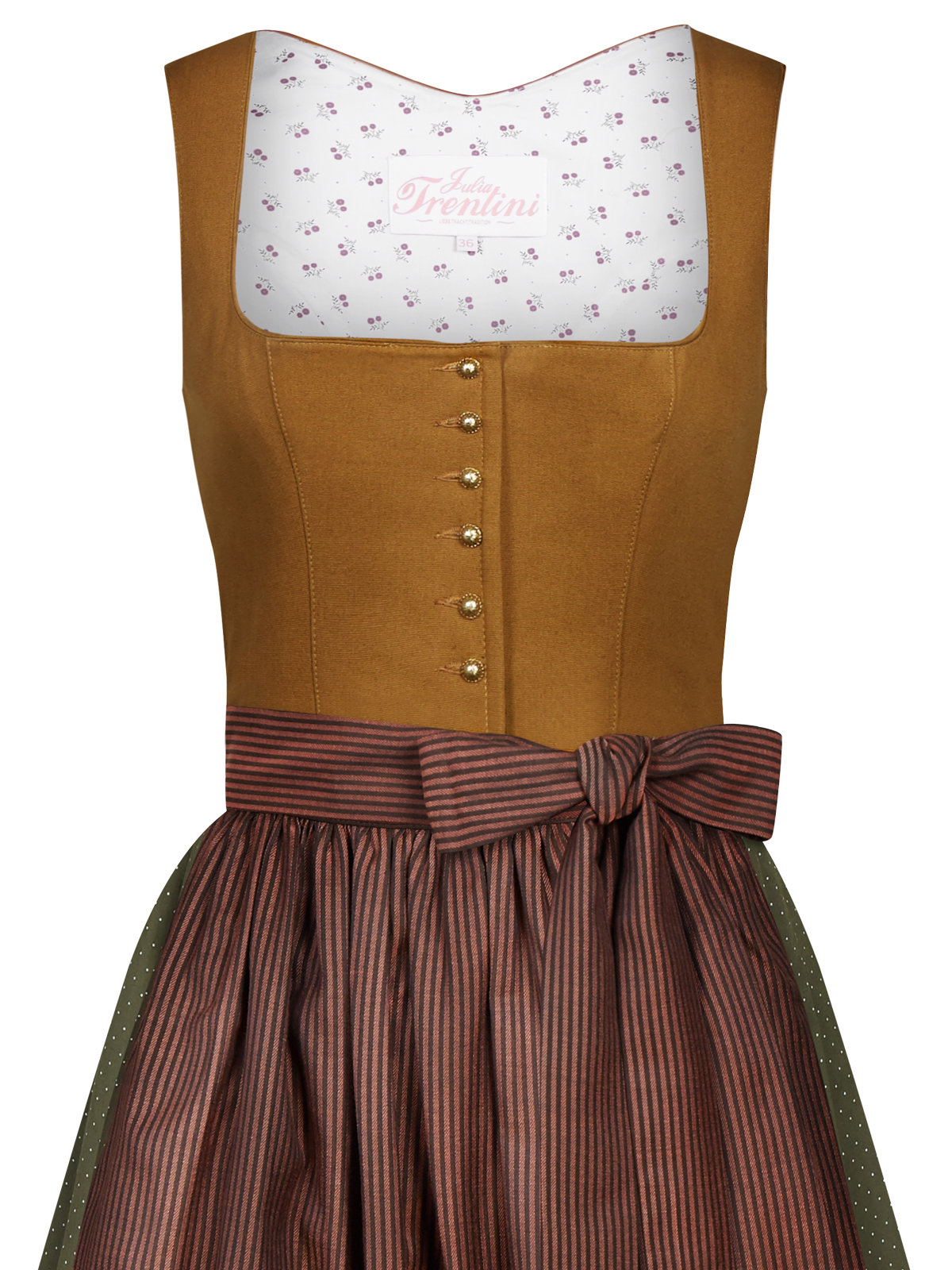 Senf-farbenes Dirndl mit Mustermix Senf-farbenes Dirndl mit Mustermix