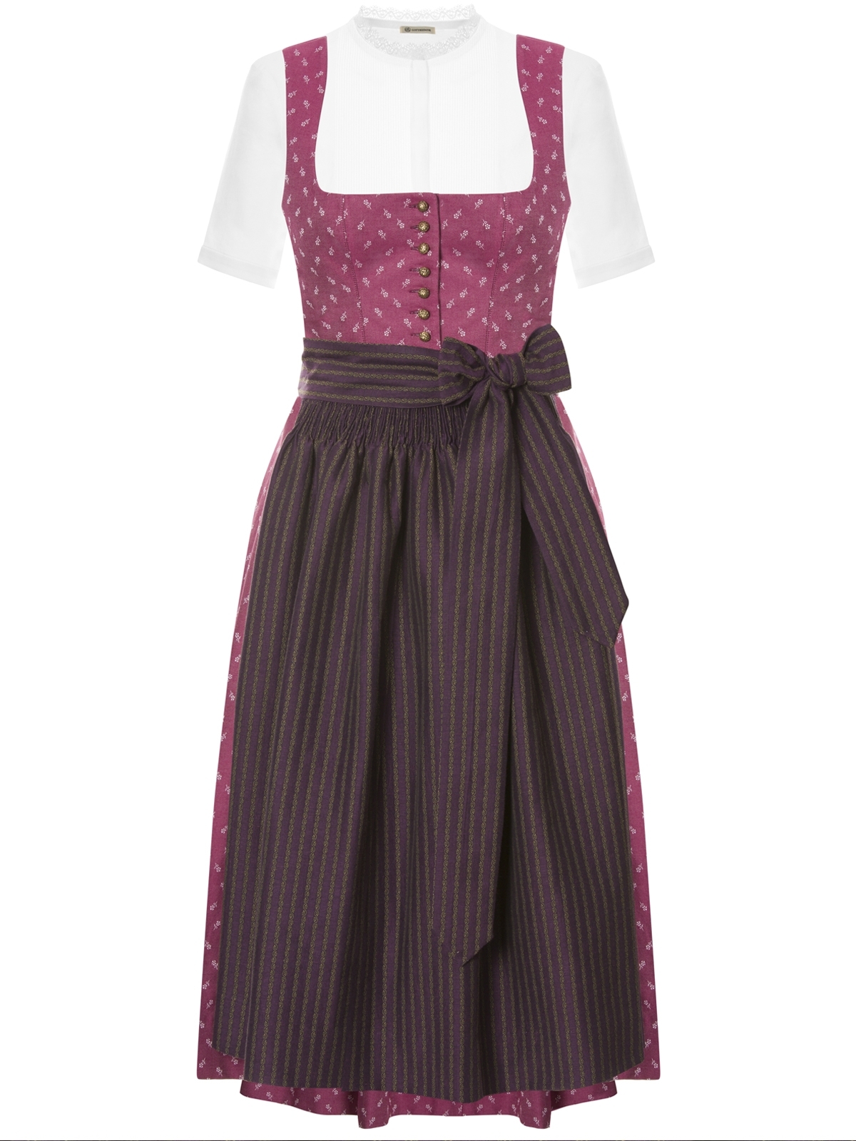 Stretch-Dirndl in Beere mit floralem Muster Stretch-Dirndl in Beere mit floralem Muster