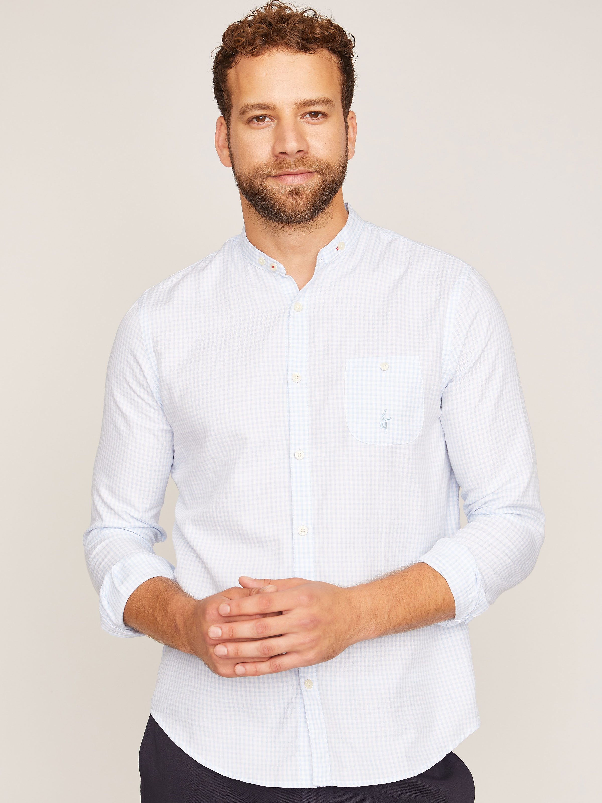 Langarmhemd mit Knopfleiste weiß dressforfun 900602 Herren Trachtenhemd S | Nr. 302995 Diverse Größen - Knöpfe in Hirschhorn-Optik