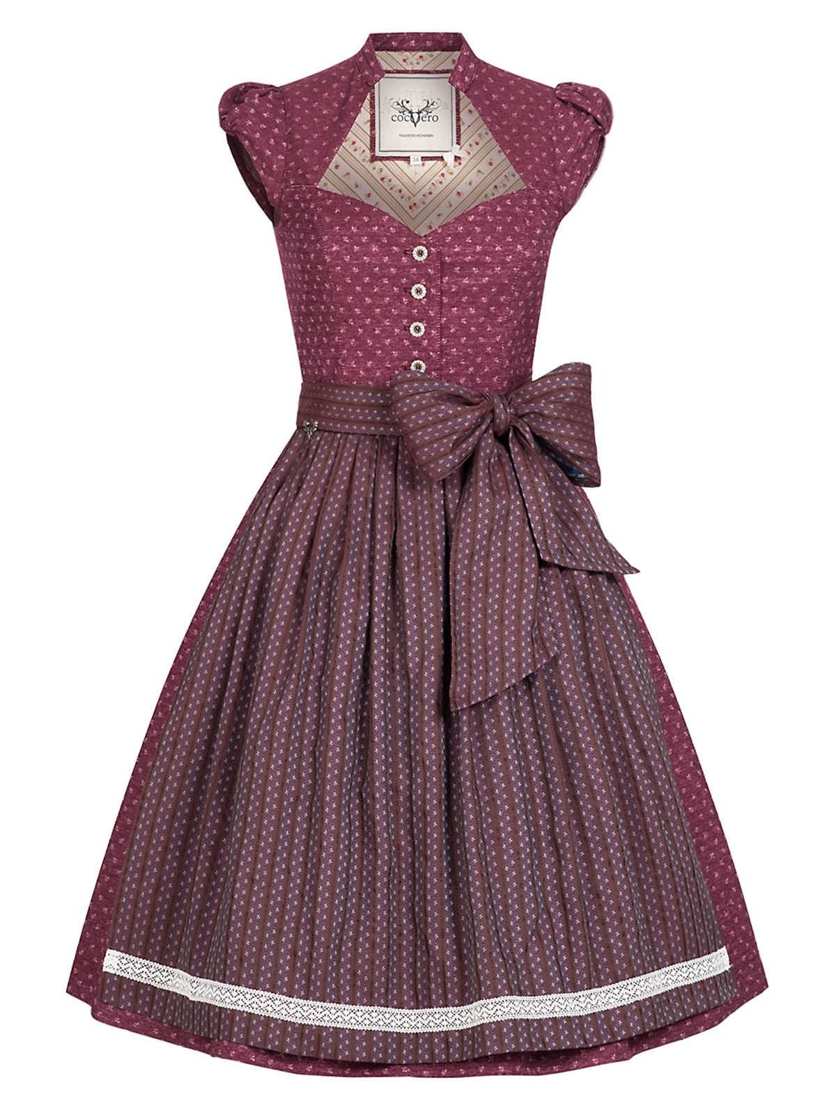 Weinrotes Dirndl mit Flügelärmchen Weinrotes Dirndl mit Flügelärmchen