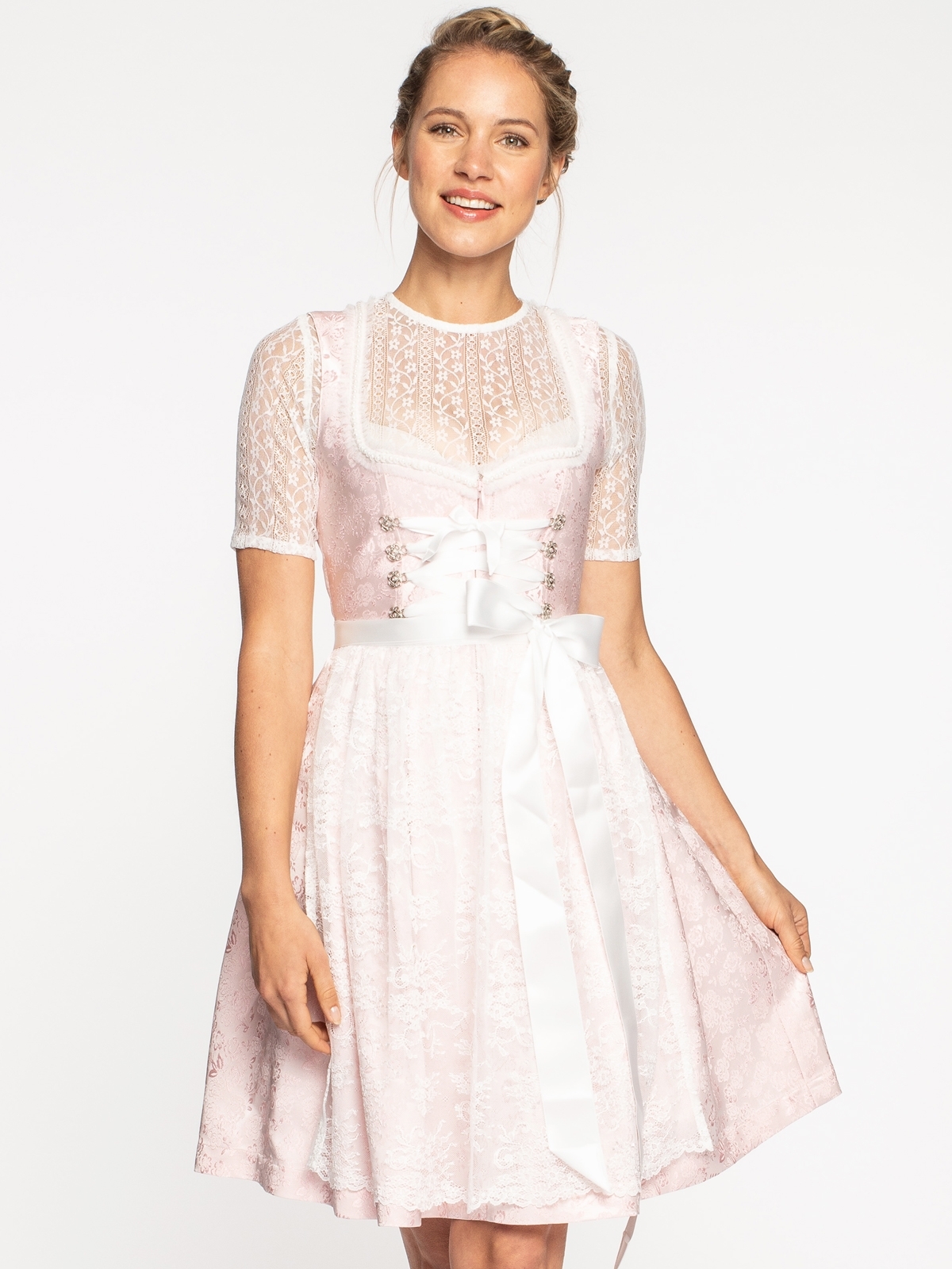 Dirndl in Rosa mit Spitzenschürze Dirndl in Rosa mit Spitzenschürze