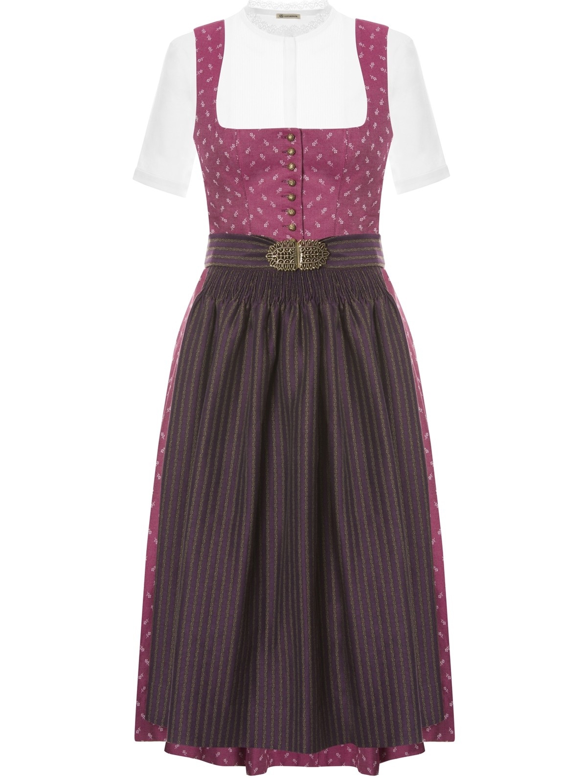 Stretch-Dirndl in Beere mit floralem Muster Stretch-Dirndl in Beere mit floralem Muster