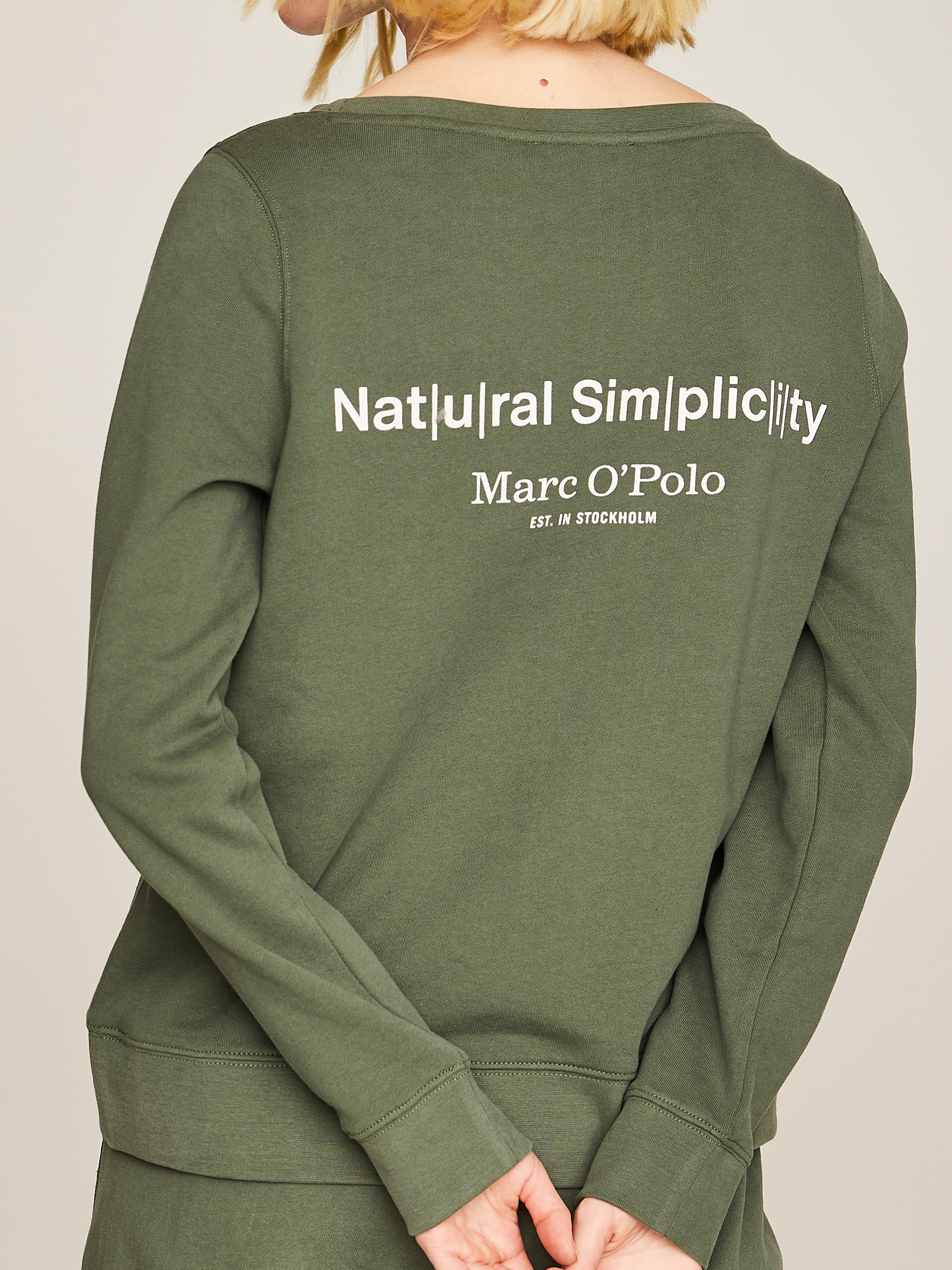 Moosgrünes Sweatshirt mit Logo-Print hinten