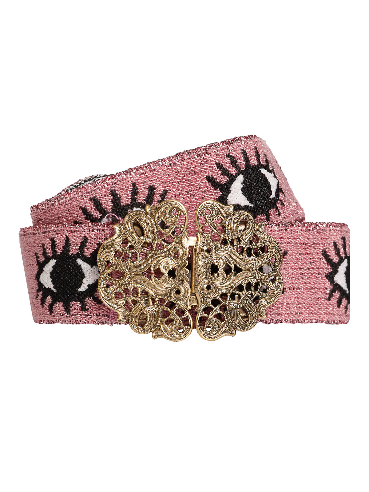 Pinker Stretch-Trachtengürtel mit Augen-Muster Pinker Stretch-Trachtengürtel mit Augen-Muster