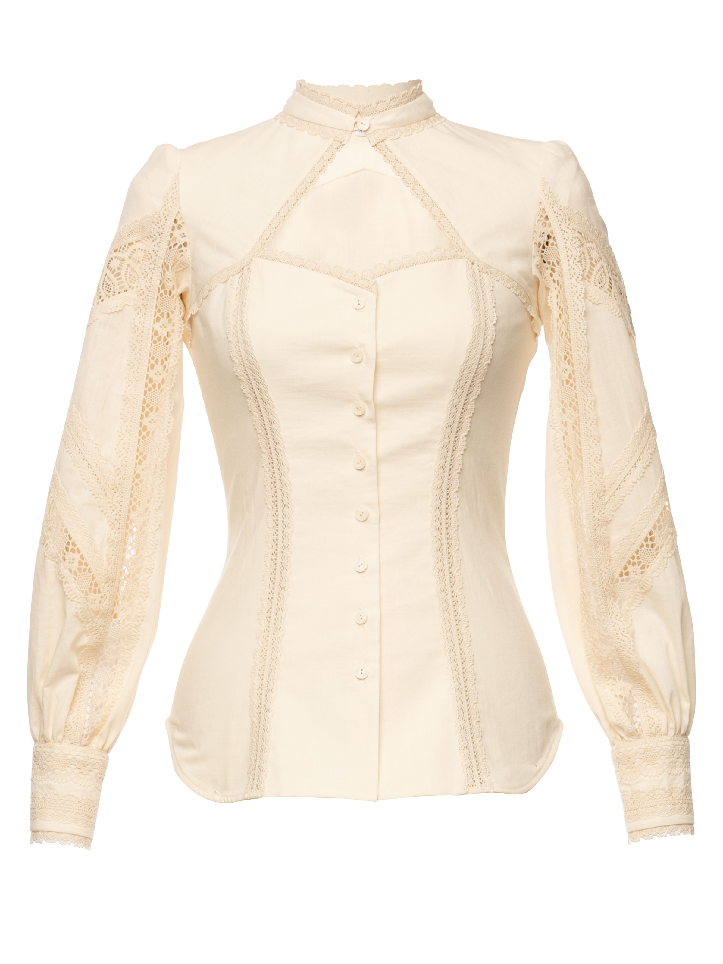Romantische Bluse im Trachtenstil mit Spitzeneinsätzen Romantische Bluse im Trachtenstil mit Spitzeneinsätzen