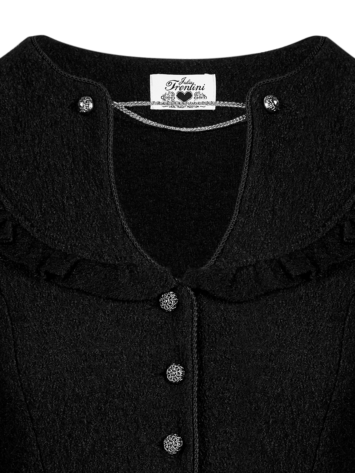 Schwarze Walkjacke mit Volanteinsätzen Schwarze Walkjacke mit Volanteinsätzen