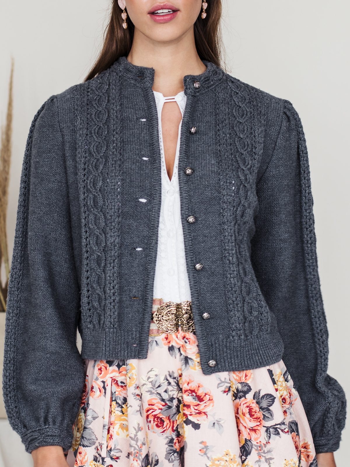 Zinngraue Oversized Strickjacke Zinngraue Oversized Strickjacke