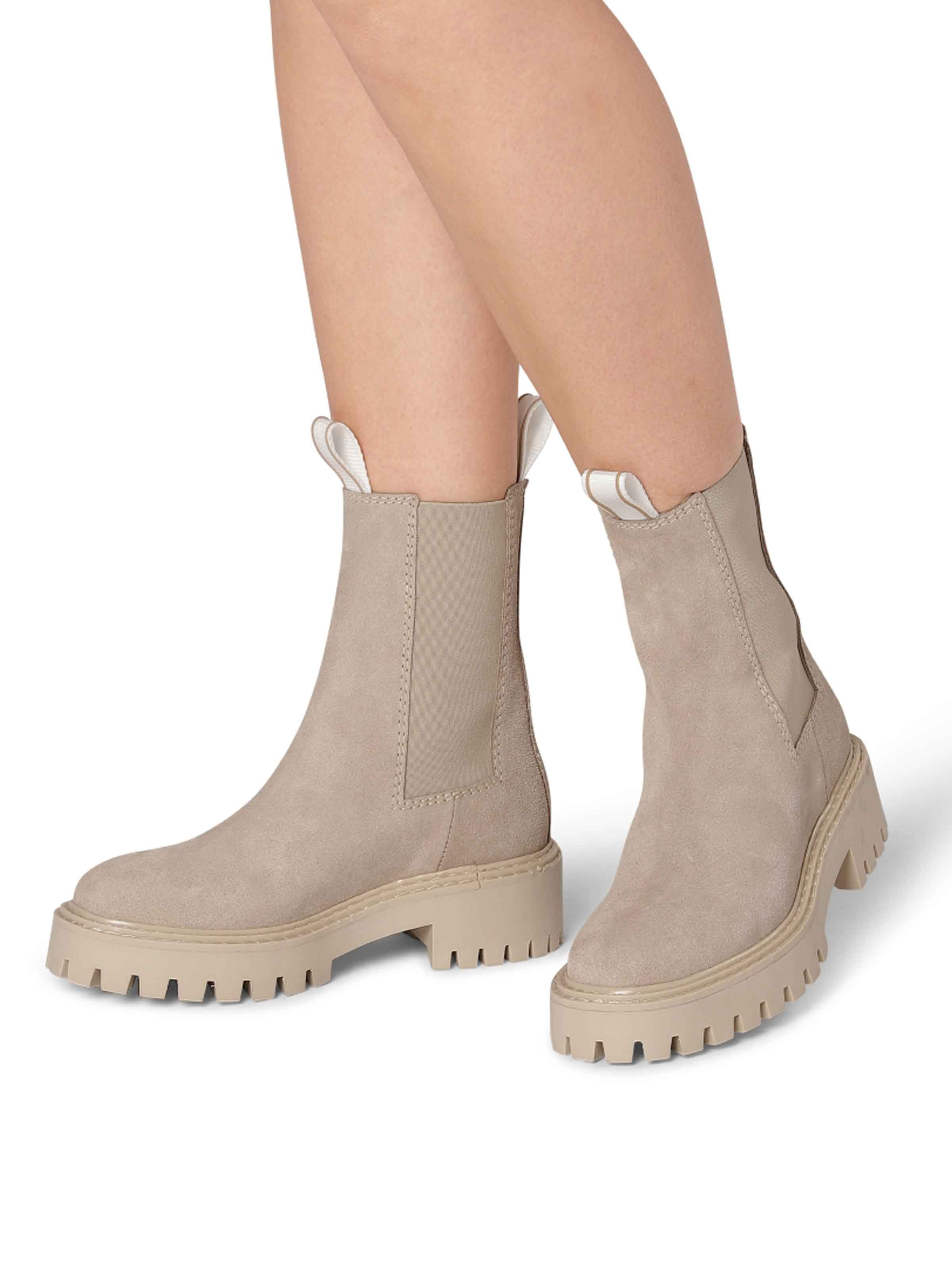 Taupefarbener Chelsea-Boot aus Leder Taupefarbener Chelsea-Boot aus Leder