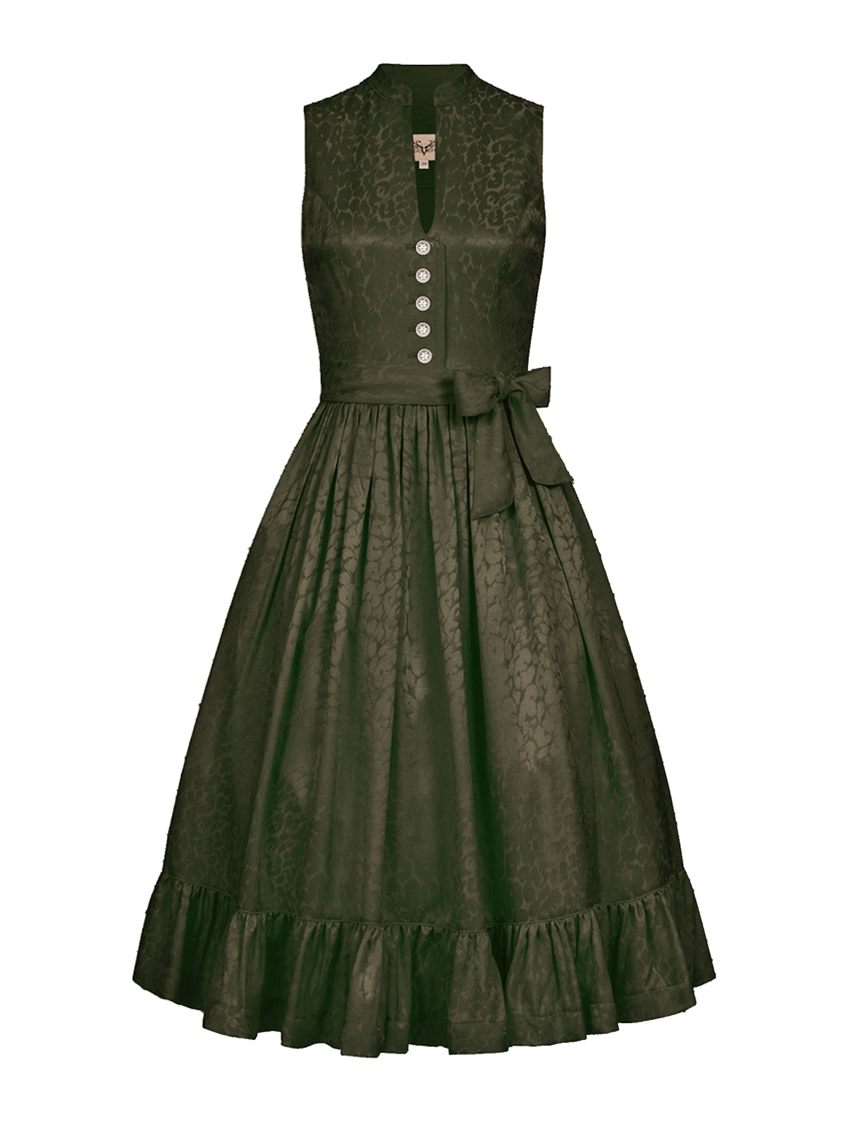Oliv-farbenes Kleid mit Volantsaum