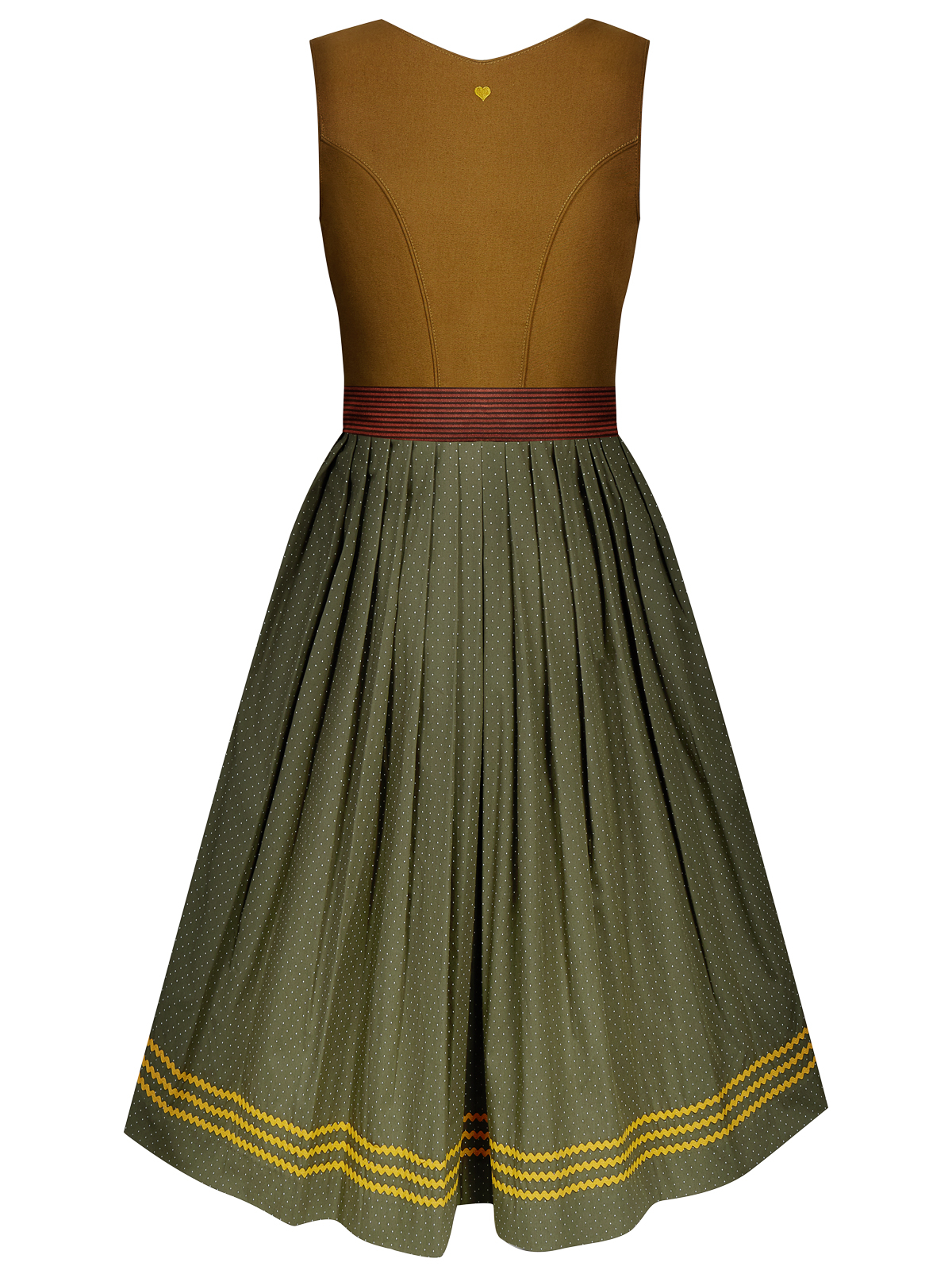 Senf-farbenes Dirndl mit Mustermix Senf-farbenes Dirndl mit Mustermix