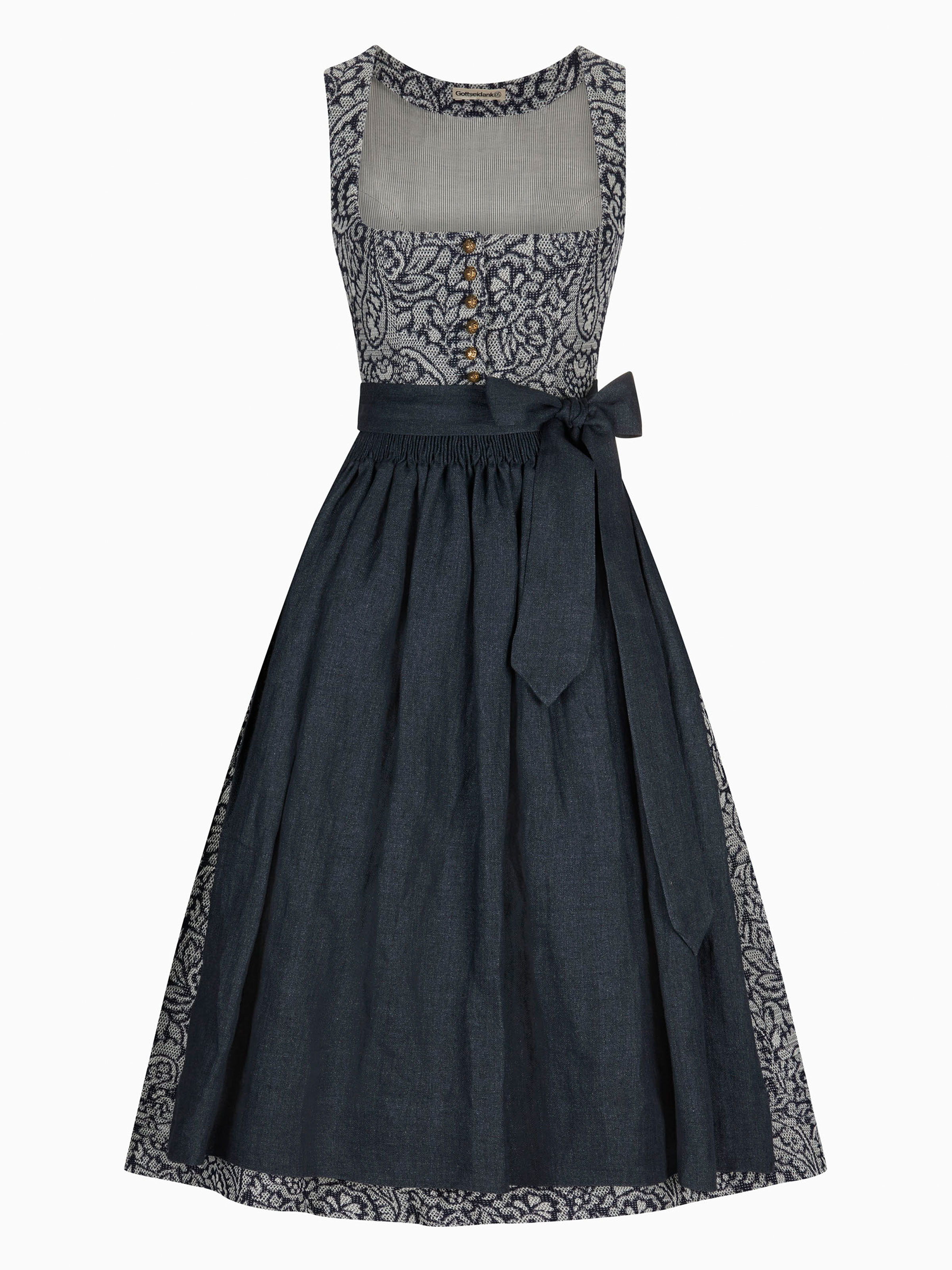 Dunkelblaues Dirndl mit Denim-Optik-Schürze Dunkelblaues Dirndl mit Denim-Optik-Schürze