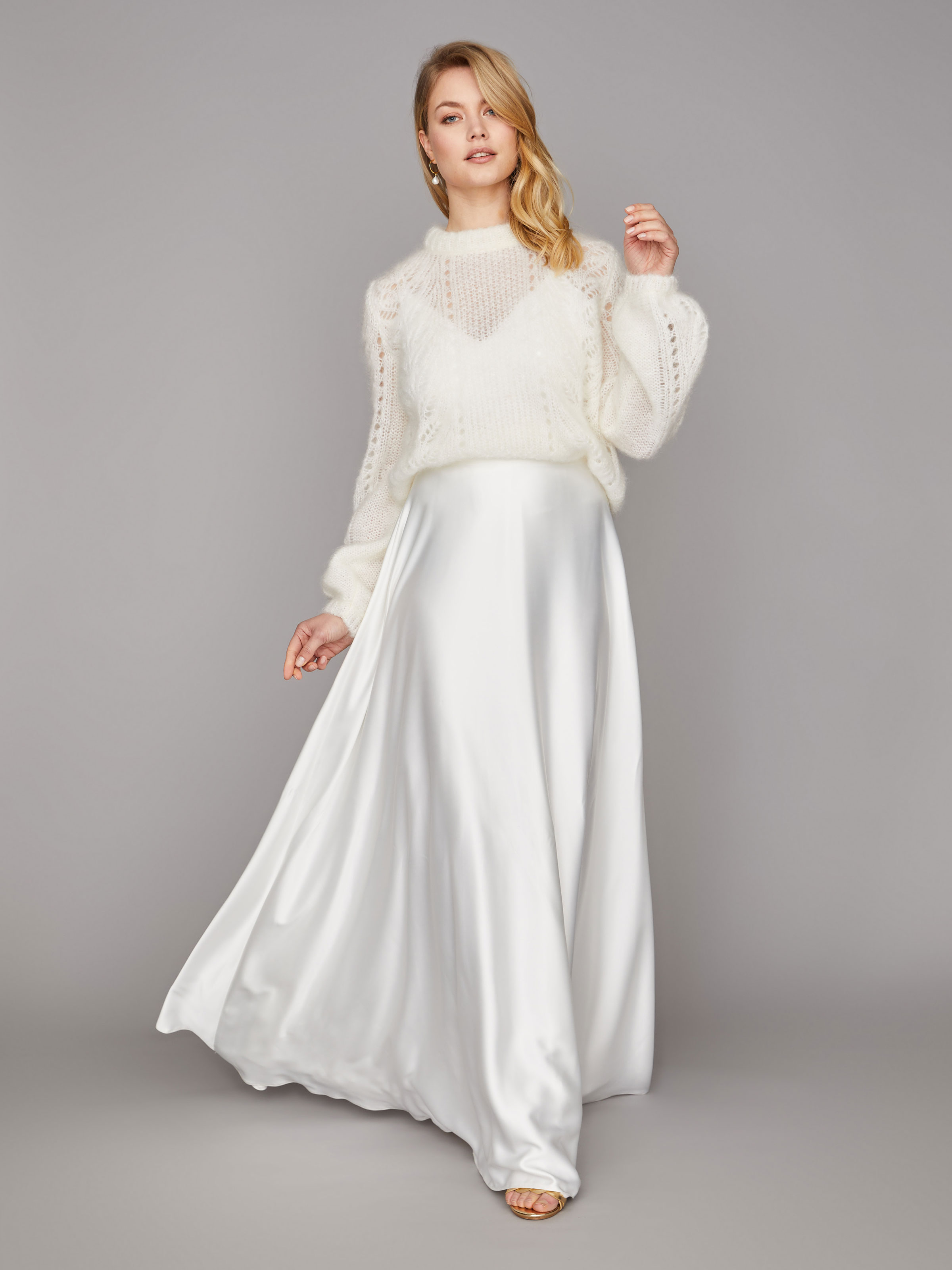 Braut-Pullover aus Mohair mit Ajourmuster Braut-Pullover aus Mohair mit Ajourmuster