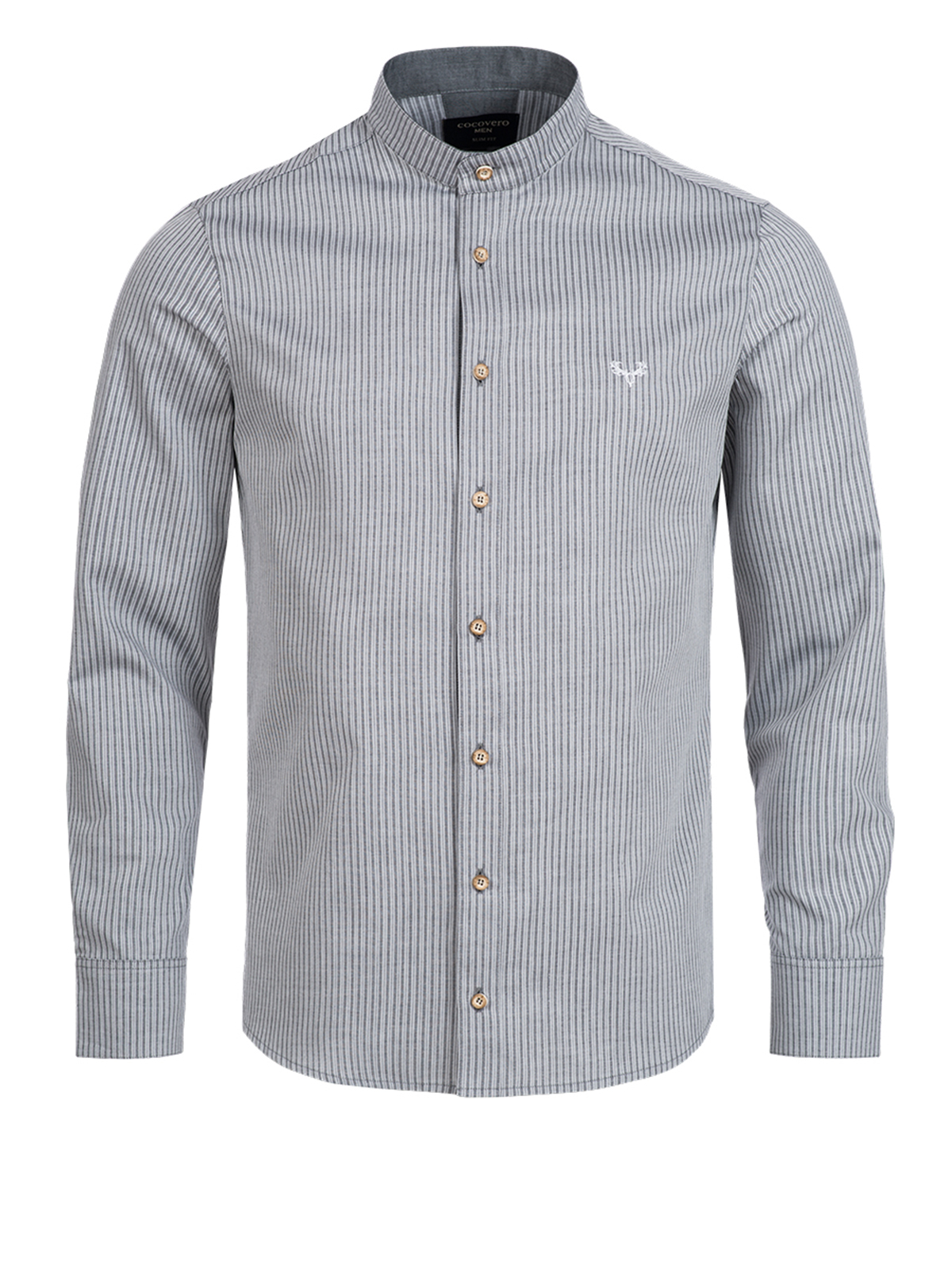 Grau gestreiftes Slimfit Trachtenhemd Grau gestreiftes Slimfit Trachtenhemd