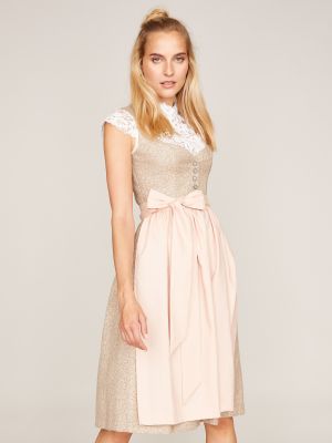 Beigefarbenes Dirndl mit zwei Schürzen Beigefarbenes Dirndl mit zwei Schürzen