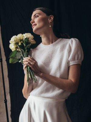 Kurzärmliger Braut-Pullover aus Mohair