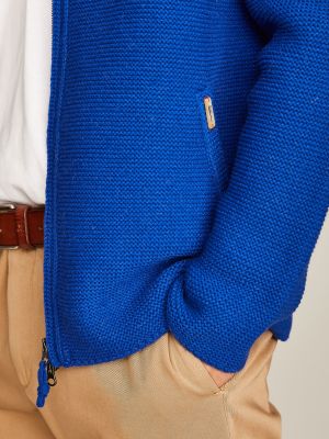 Royalblaue Strickjacke mit abnehmbarer Kapuze Royalblaue Strickjacke mit abnehmbarer Kapuze