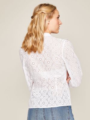 Weiße Bluse mit Volants Weiße Bluse mit Volants