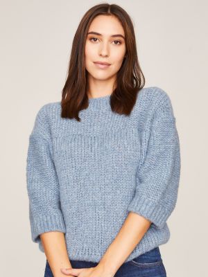 Hellblauer Pullover aus Wolle