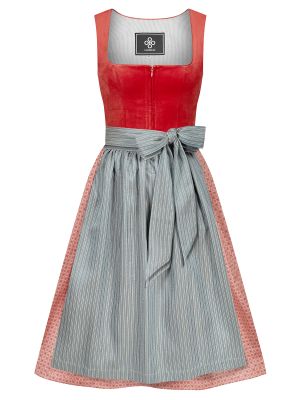 Korallenrotes Dirndl mit zwei Schürzen Korallenrotes Dirndl mit zwei Schürzen