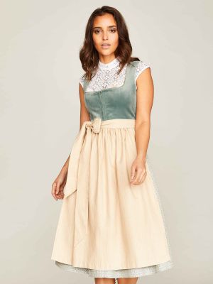 Salbeigrünes Dirndl mit zwei Schürzen Salbeigrünes Dirndl mit zwei Schürzen