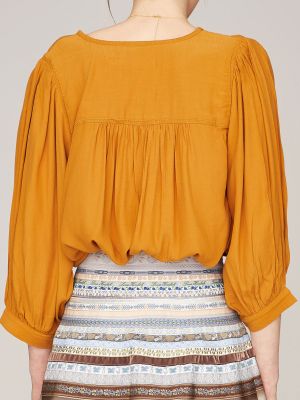 Hellbraune Bluse mit Puffärmeln Hellbraune Bluse mit Puffärmeln