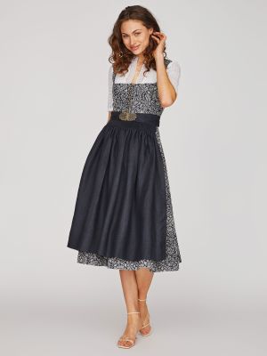 Dunkelblaues Dirndl mit Denim-Optik-Schürze Dunkelblaues Dirndl mit Denim-Optik-Schürze