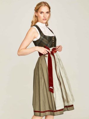 Olivgrünes Dirndl mit Karomuster Olivgrünes Dirndl mit Karomuster
