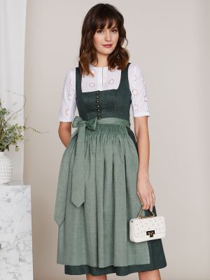 Grünes Dirndl mit quadratischem Webmuster Grünes Dirndl mit quadratischem Webmuster