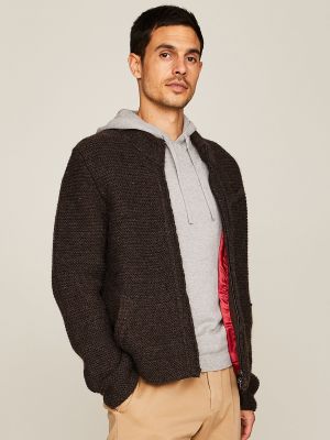 Dunkelbraune Strickjacke mit Kontrastfutter Dunkelbraune Strickjacke mit Kontrastfutter