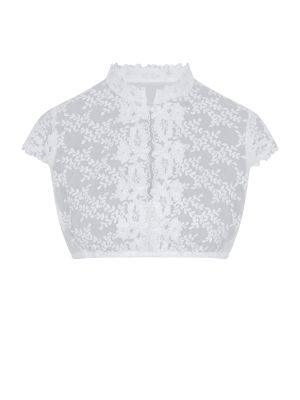 Hochgeschlossene Spitzen-Dirndlbluse mit Flügelarm Hochgeschlossene Spitzen-Dirndlbluse mit Flügelarm