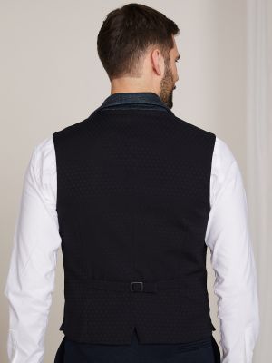 Schwarzblaue Stretch-Trachtenweste mit Reverskragen Schwarzblaue Stretch-Trachtenweste mit Reverskragen