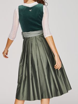Dunkelgrünes Samtdirndl mit salbeigrüner Schürze Dunkelgrünes Samtdirndl mit salbeigrüner Schürze