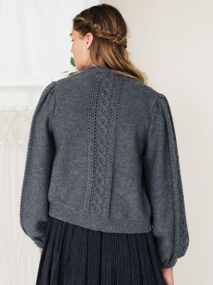 Zinngraue Oversized Strickjacke Zinngraue Oversized Strickjacke